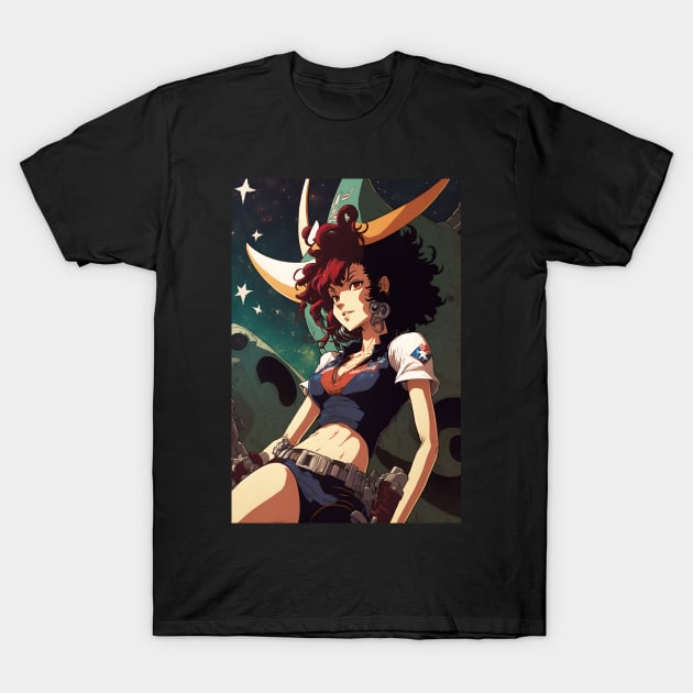 Hot Anime Girl Space Cowboy Ranger T-Shirt by Bubblebug